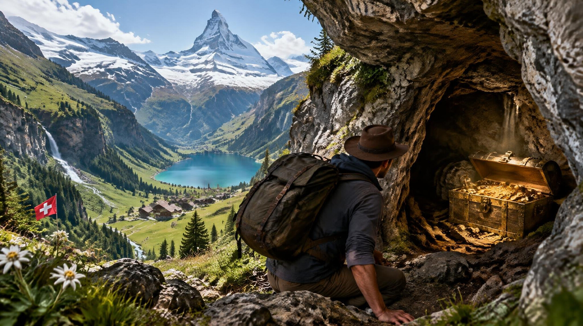 swiss alps hidden cave