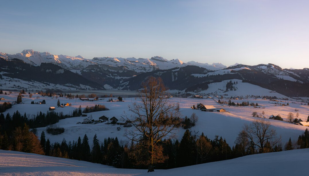 swiss alps at sunset