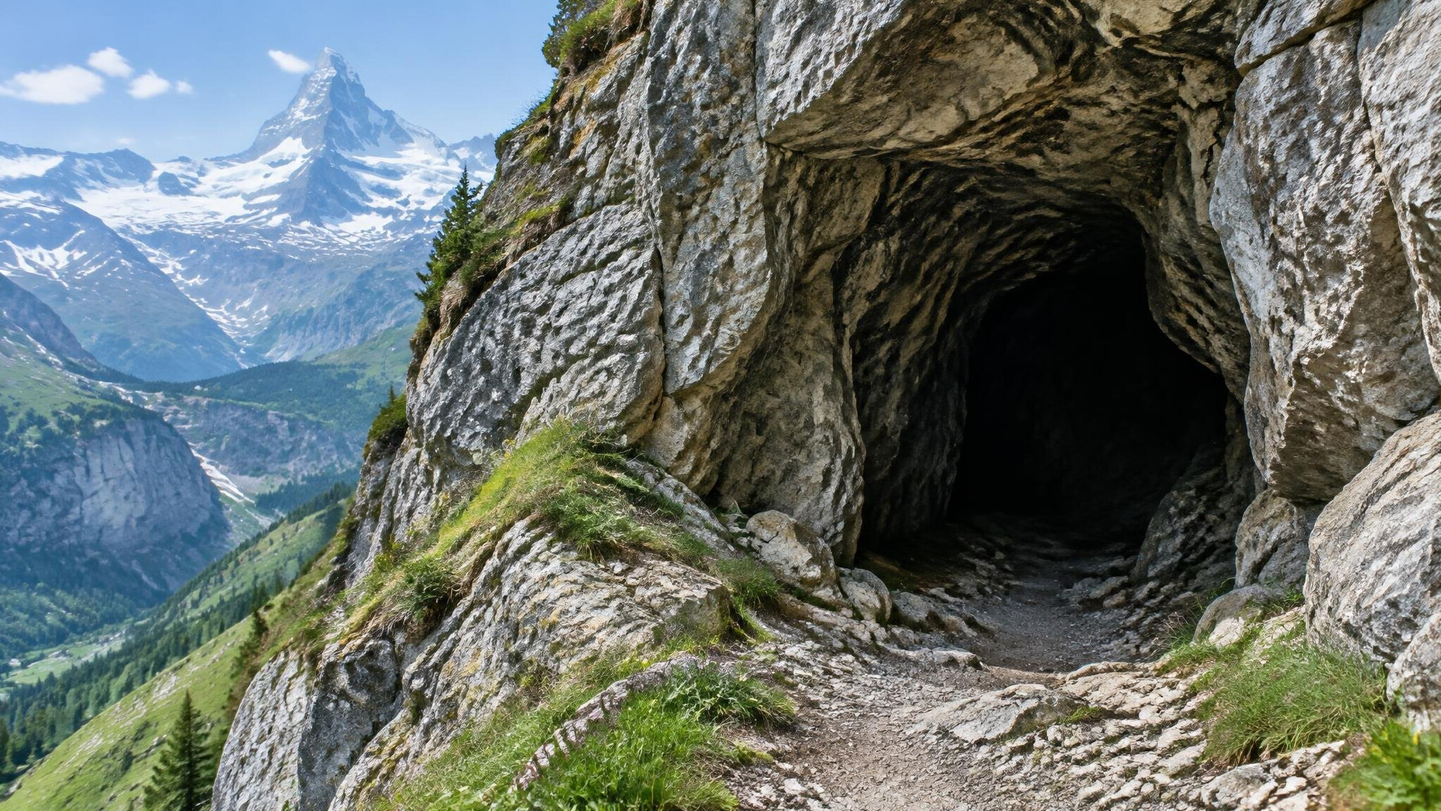 alpine cave entrance